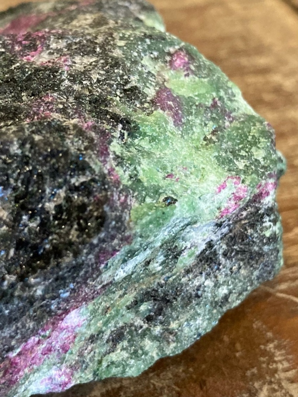 Multicolored Green Purple and Black Stone Rock Chunk Ruby in Zoisite (Anyolite) - Picture 12 of 15
